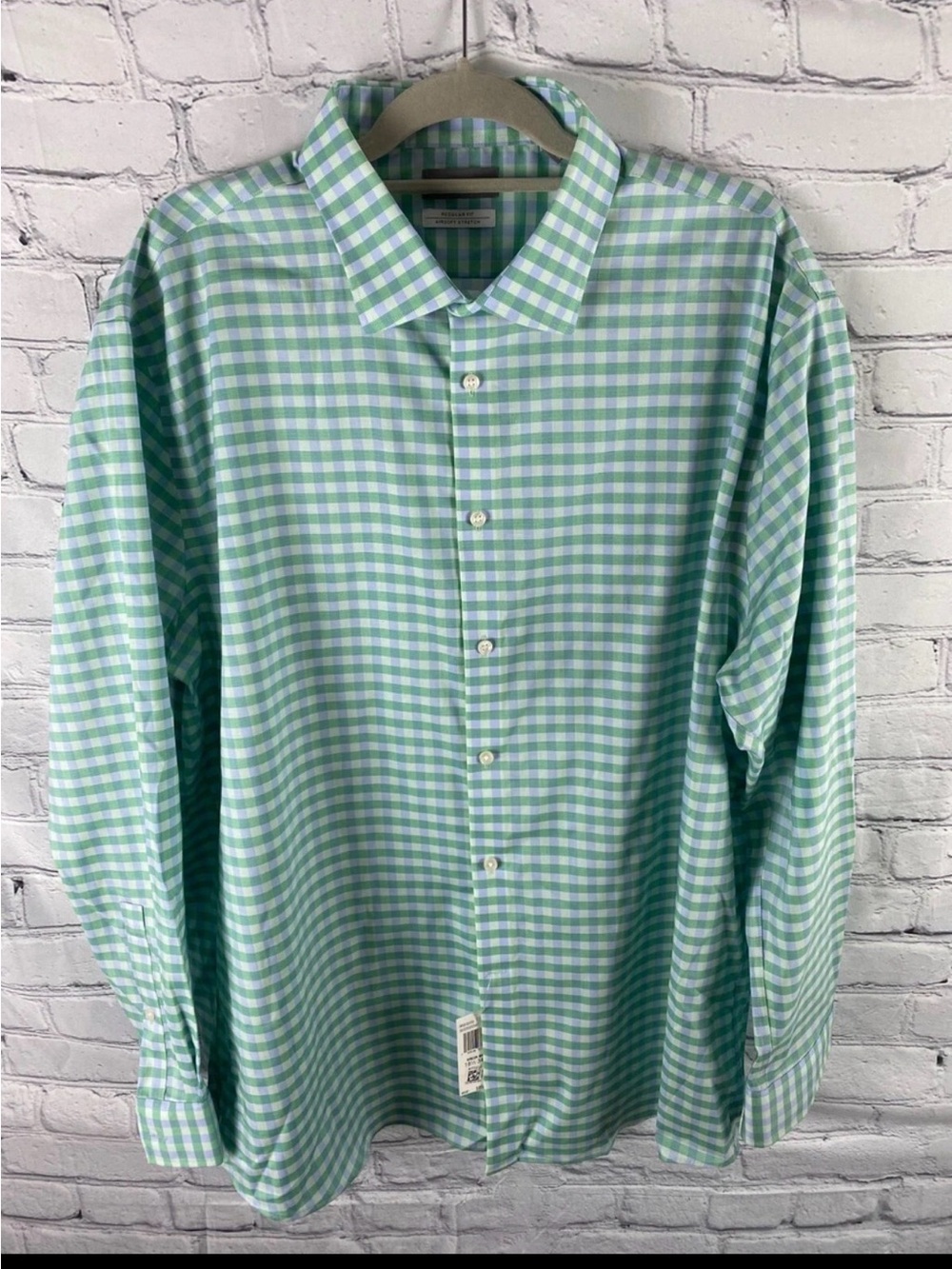 MICHAEL KORS Men's Regular Fit Dress Shirt 2XL 18 34/35 Green Purple Gingham
